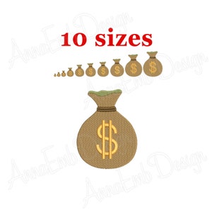 Diseño de bordado de la bolsa de dinero. Bolsa de dinero mini. Diseño de bordado de máquina. Silueta de bolsa de dinero. Puntos rellenos de bolsa de dinero. Bordado de dinero.