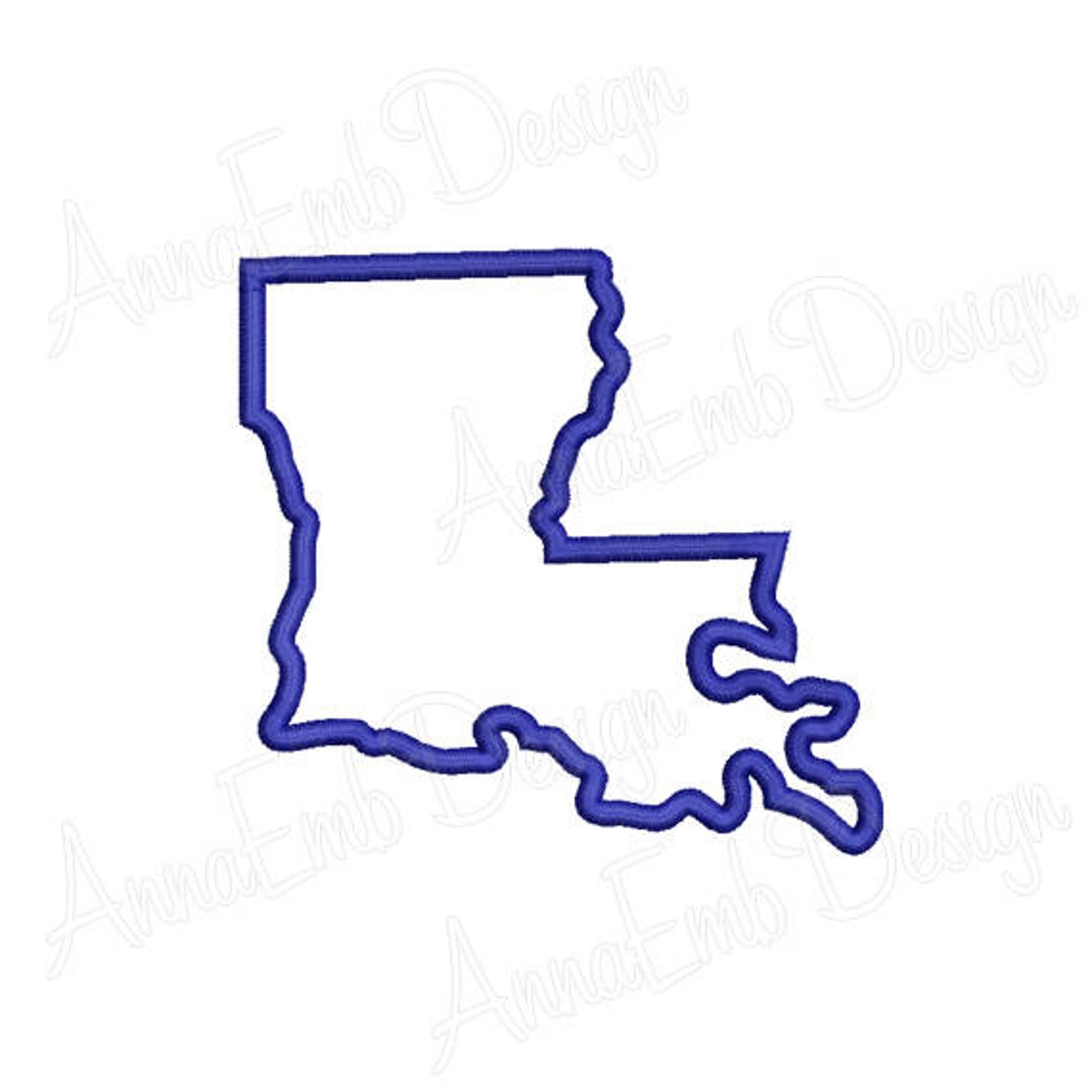 Louisiana State Applique Embroidery Design. State Applique Etsy