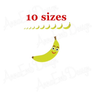Bananen Stickdatei. Banane mini. Stickdatei Obst. Stickdatei Obst. Bananen Silhouette. Stickdatei Maschinenstickerei.