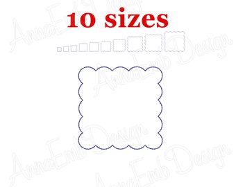 Scallop Embroidery Design. Basic Shape.  Square Scallop Frame Embroidery mini Square Scallop
