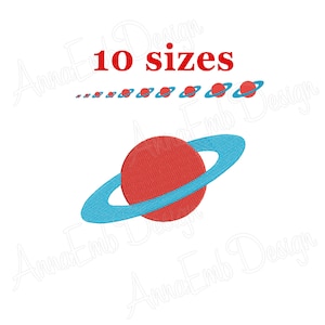Planet Saturn Stickerei Design. Saturn Mini. Maschine Stickerei Design. Saturn Silhouette. Saturn gefüllt estiche. Raum Stickerei Design