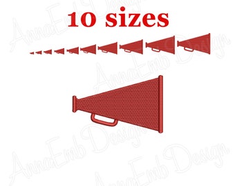 Megaphone Embroidery Design. Megaphone mini. Machine Embroidery Design. Megaphone Silhouette. Cheerleader Embroidery. Filled Stitches.