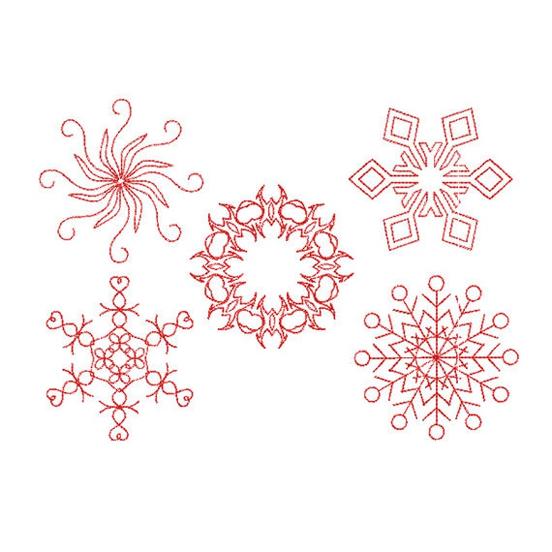 Snowflake embroidery machine design redwork sybjus  etsy