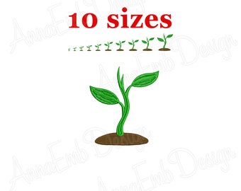 Seedling Plant Embroidery Design. Plant Sprout Embroidery Design. Plant mini. Machine Embroidery Design. Leaves branch
