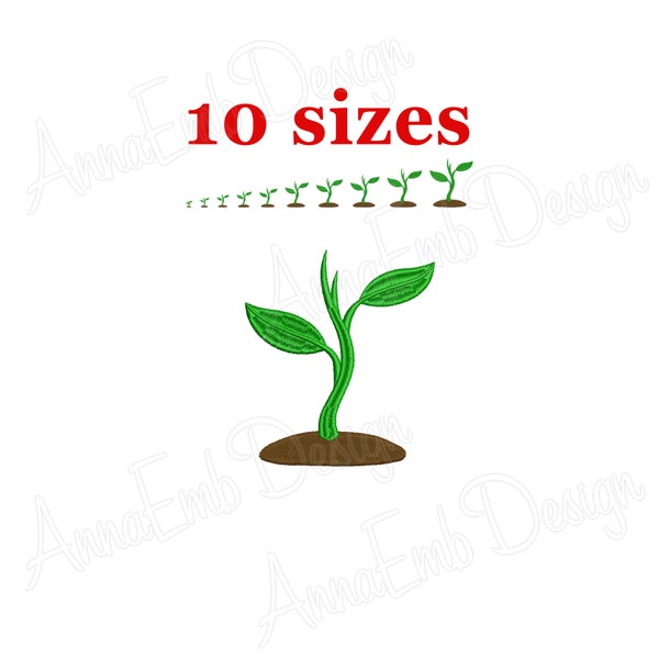 Seedling Plant Embroidery Design. Plant Sprout Embroidery Design. Plant mini. Machine Embroidery Design. Leaves branch