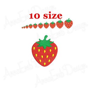 Aardbei borduurontwerp. Mini aardbei. Machineborduurontwerp. Fruitborduurontwerp. Aardbeiensilhouet. Zomerfruit.