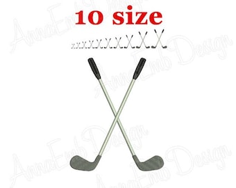 Golf embroidery design. Golf Club embroidery design.  Golf silhouette. Mini Golf design. Crossed Golf Clubs. Machine embroidery design.