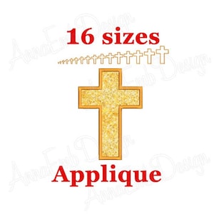 Cross Applique Embroidery Design. Easter Cross embroidery Design. Christian Cross Embroidery Design. Machine embroidery Design.