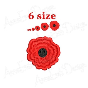 Poppy Embroidery Design. Mini Poppy. Machine Embroidery Design. Flower Small. Mini flower Embroidery Design.