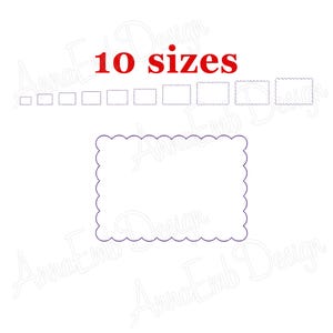 Rectangle Scallop Embroidery Design. Basic Shape. Square Scallop Frame Embroidery mini Scallop Rectangle