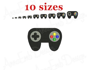 Diseño de bordado del controlador de videojuegos. Mini controlador de juego. Diseño de bordado de máquina. Puntos llenos del controlador del juego.