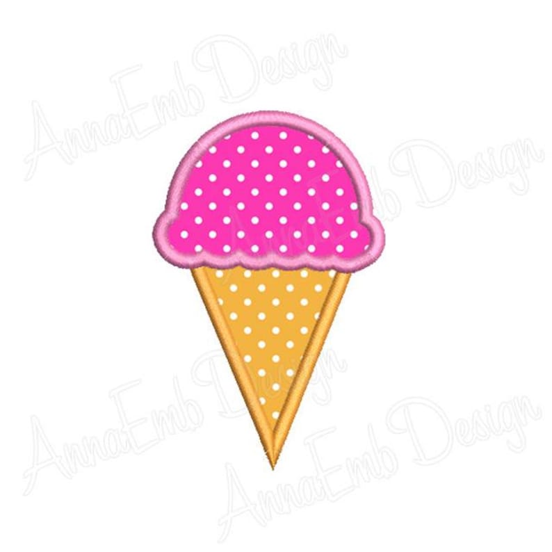 May include: A pink and white polka dot ice cream cone with a yellow and white polka dot cone.