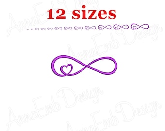 Infinity Symbol Embroidery Design. Infinity mini Embroidery. Infinity Heart Embroidery Design  Machine Embroidery Design. Valentines day