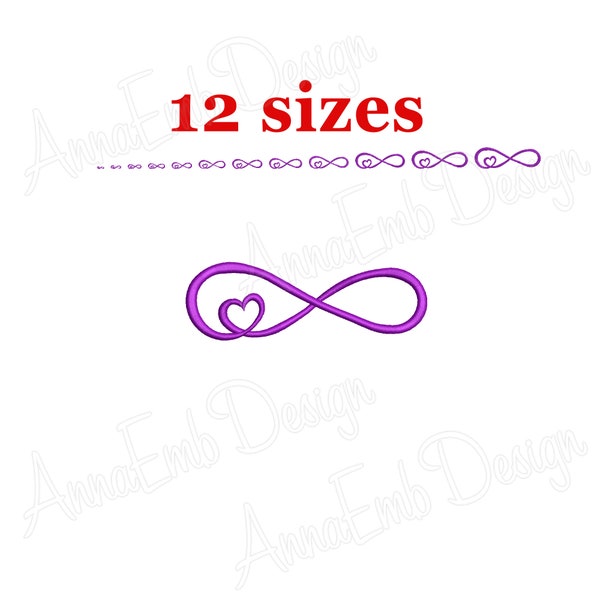 Infinity Symbol Stickdatei. Infinity Mini Stickerei. Infinity Herz Stickdatei Maschinenstickerei Design. Valentinstag