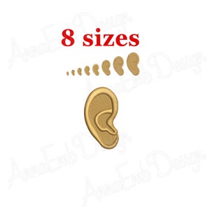 Conception de broderie d’oreille. Broderie de silhouette d’oreille. Conception d’oreille. Mini Ear. Conception de broderie de machine.