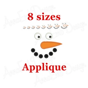 Snowman face Applique Embroidery Design. Mini Snowman. Machine embroidery. Christmas Embroidery. Christmas Snowman Face. Winter Snowman