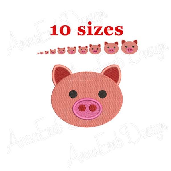 Pig Embroidery design. Pig mini Embroidery. Pig design. Farm Embroidery. Farmer animals. Machine Embroidery Design. Cute pig. Pig head.