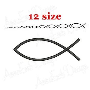 Jesus Fish Embroidery Design. Christian Fish Symbol. Ichthys Christian Fish Symbol. Mini Christian Fish. Full Stitch Jesus Fish Religion