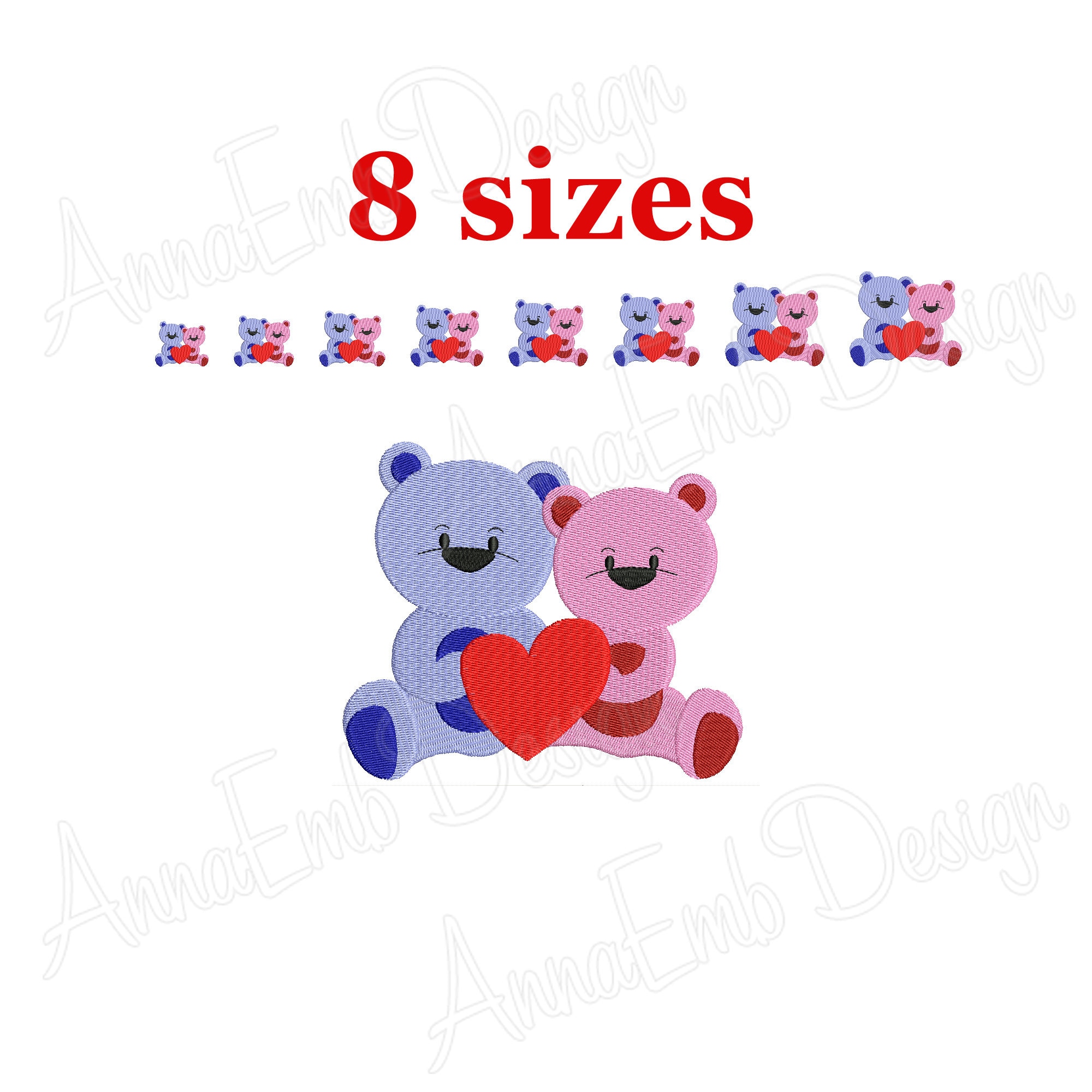 Bear Couple Embroidery Design. Love Embroidery. Valentines Day - Etsy