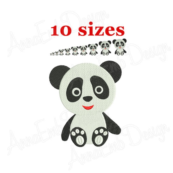 Motif de broderie ours Panda. Motif de broderie de silhouette de Panda. Conception de Panda. Mini Panda. Motif de broderie machine. Broderie animale.