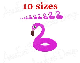 Flamingo Rubber Ring Embroidery Design, Mini Silhouette (Instant Download)