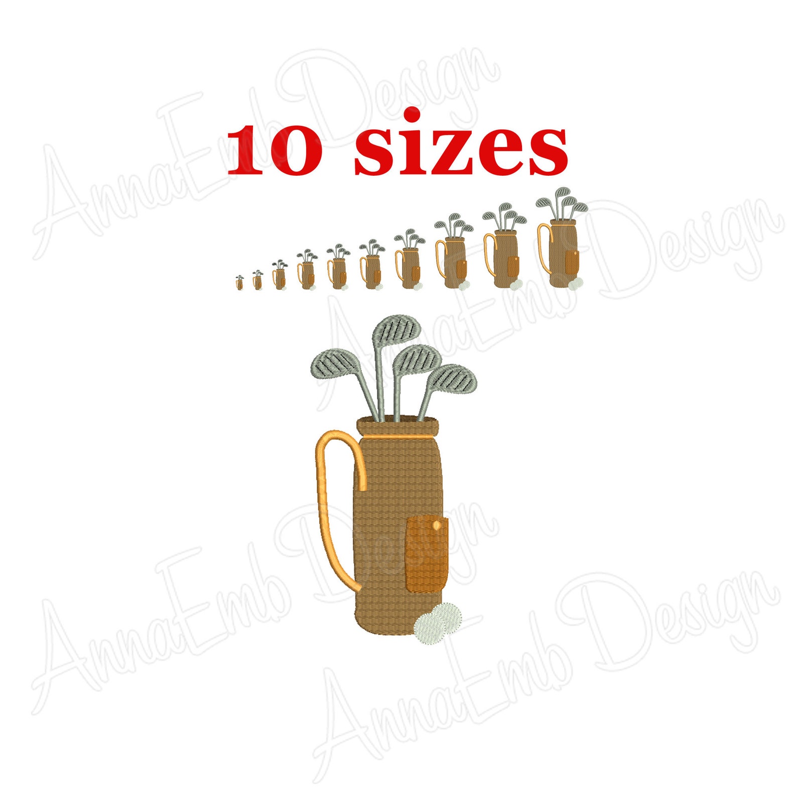 Golf Bag Embroidery Design. Golf Club Embroidery Design. Golf Etsy