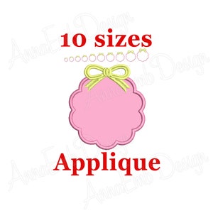 Conception de broderie d’applique de cercle de pétoncle. Conception d’applique de cadre festonné. Mini cercle de pétoncles. Cercle de pétoncles avec broderie d&#39;arc
