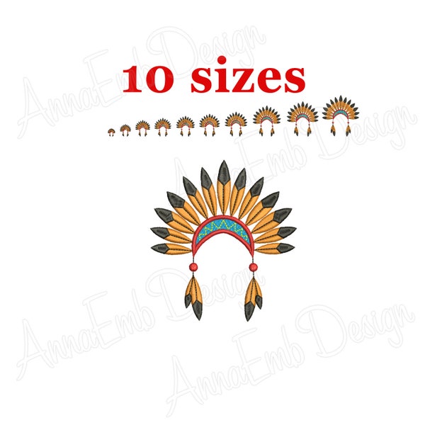 Indian Headdress Embroidery design. Indian Headdress mini. Machine Embroidery Design. Indian Headdress design. Fill Stitch Indian Headdress