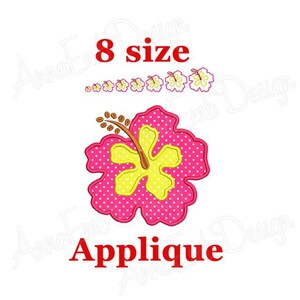 Hibiscus applique embroidery design. Mini Hibiscus. Flower applique design. Machine embroidery design. Tropical Flower embroidery.