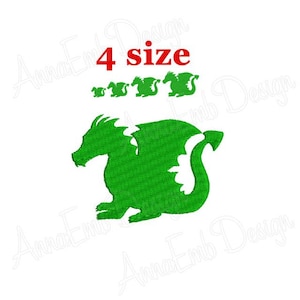 Drachen Stickdatei. Im Mini-Drachen-Design. Drache Silhouette. Stickdatei für die Stickmaschine.