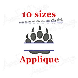 Split Bear paw Print Applique Embroidery Design. Bear paw Embroidery Design. Machine Embroidery Design. Animal design. Mini Paw.