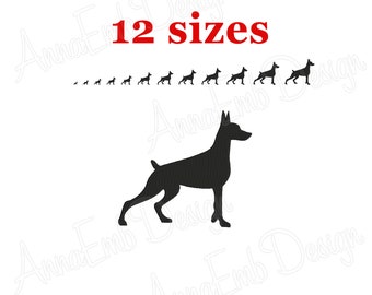 Doberman Pinscher embroidery design. Dobermann embroidery design. Machine embroidery design. Dog Silhouette. Dobermann mini design.