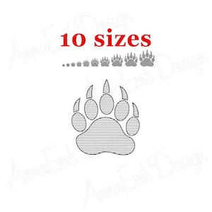 Bear paw Sketch Embroidery Design. Paw Mini Embroidery. Machine Embroidery Design. Animal design. Bear paw Embroidery Design.