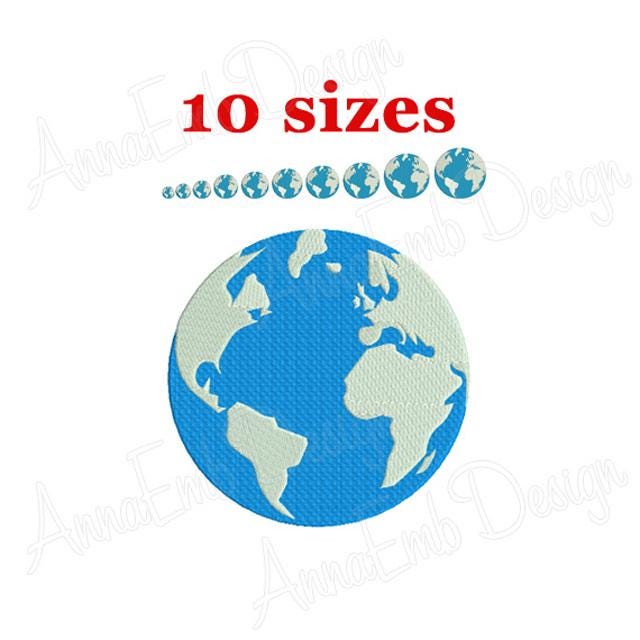 Earth Embroidery design. Earth Silhouette. Earth mini. Earth design. Machine Embroidery Design. Earth Globe Embroidery design.