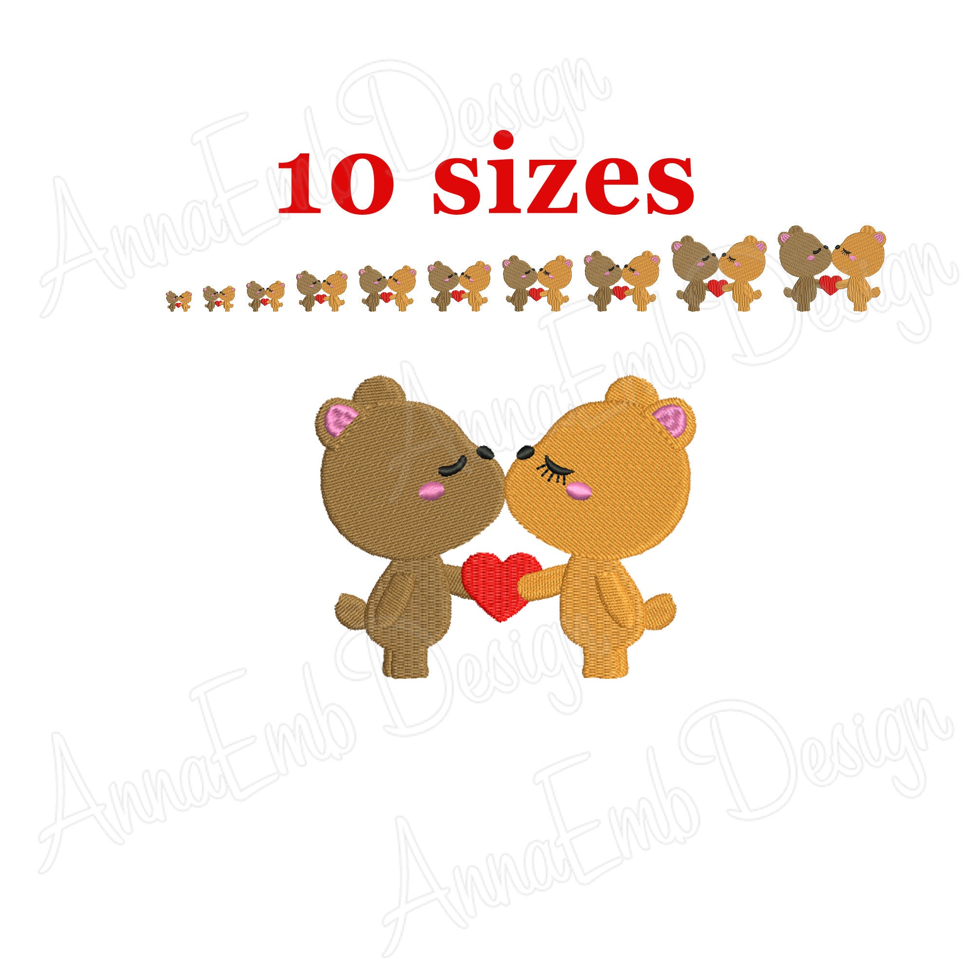 Bear Couple Embroidery Design. Love Embroidery. Valentines Day - Etsy