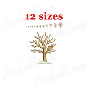 Design del ricamo dell'albero. Design del ricamo della neve. Albero mini. Siluetta dell'albero. Design dell'albero di Natale. Ricamo a macchina. Albero con neve