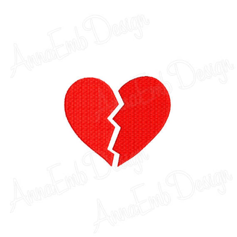 Broken Heart Embroidery design. Mini heart Embroidery design. | Etsy