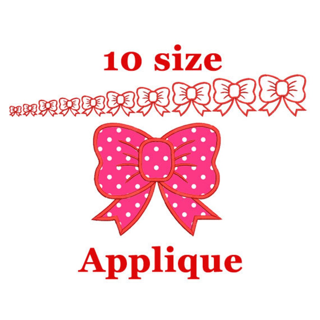 Girl Bow Applique Design. Machine Embroidery Design. Bow Applique