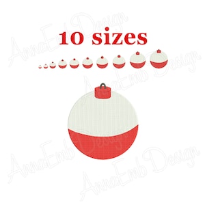 May include: 10 sizes of red and white fishing bobbers. The bobbers are in different sizes, with the largest bobber in the center of the image.