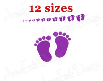 Baby Feet Embroidery Design. Machine Embroidery Design. Mini Baby Feet Embroidery Design. Newborn Baby Footprint. Filled Stitch Design.