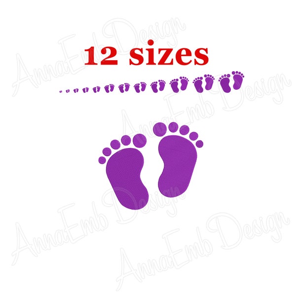 Baby Feet Embroidery Design. Machine Embroidery Design. Mini Baby Feet Embroidery Design. Newborn Baby Footprint. Filled Stitch Design.