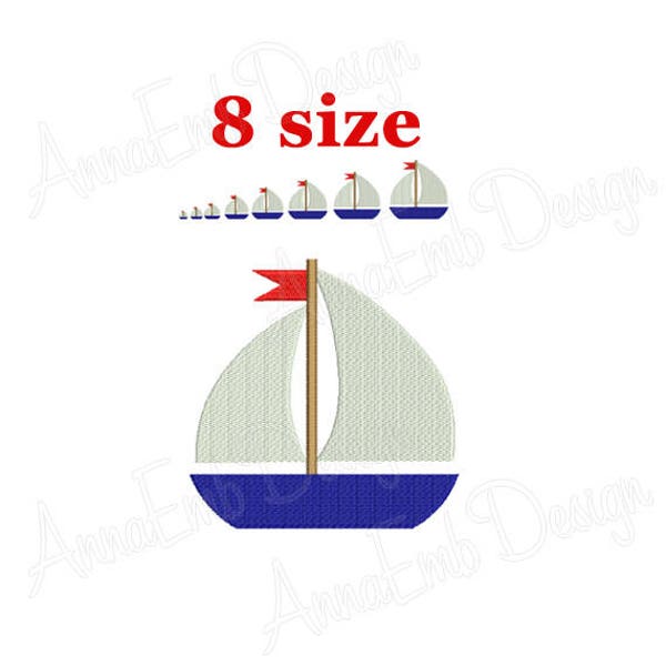 Sail Boat embroidery design. Sail Boat mini. Boat Silhouette.  Sail Boat Fill Design. Nautical Embroidery Design. Machine embroidery design.