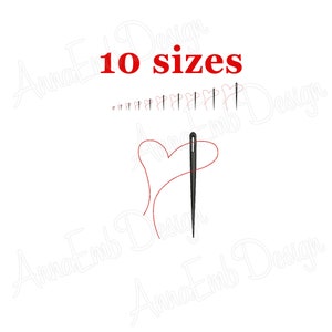 Thread Needle Sewing Embroidery design Needle with Heart Embroidery design. Machine Embroidery Design. thread heart