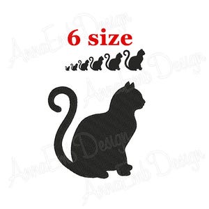 Motif de broderie chat. Silhouette de chat. Mini modèle de chat. Conception de chat d'Halloween. Broderie animale. Broderie de ferme. Motif de broderie machine