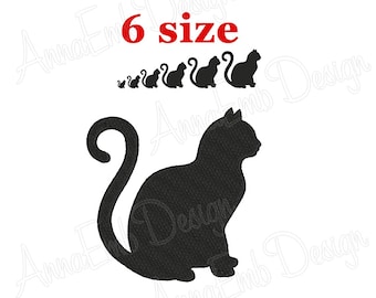 Cat Embroidery design. Cat Silhouette. Cat mini design. Halloween Cat design. Animal Embroidery. Farm Embroidery. Machine Embroidery Design