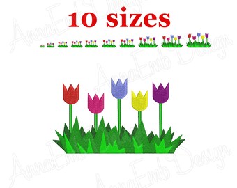 Tulip embroidery design. Flower embroidery design. Mini Tulip. Floral machine embroidery design. Summer embroidery design.