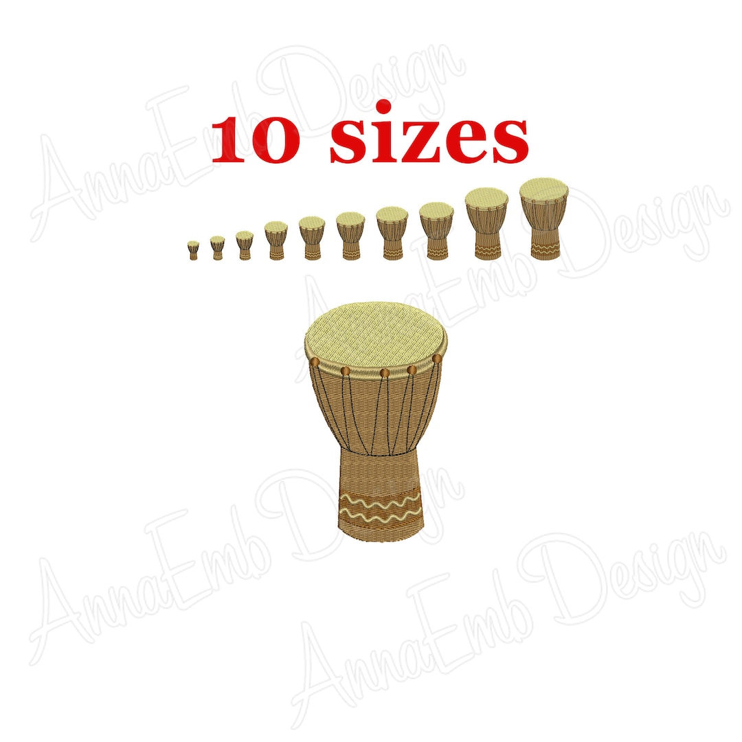 Djembe Drum Embroidery Design. Drum Silhouette. Drum Mini Embroidery