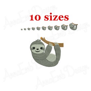 Sloth Embroidery Design. Design. Mini Sloth. Machine embroidery design. Animal embroidery. Jungle Safari Animals. Filled stitch.