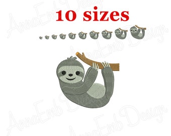 Diseño de bordado a máquina de perezoso, mini animal (descarga instantánea)