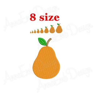 Disegno da ricamo a forma di pera. Mini ricamo a forma di pera. Disegno da ricamo a forma di frutta. Silhouette di pera. Ricamo a macchina. Disegno a forma di pera.